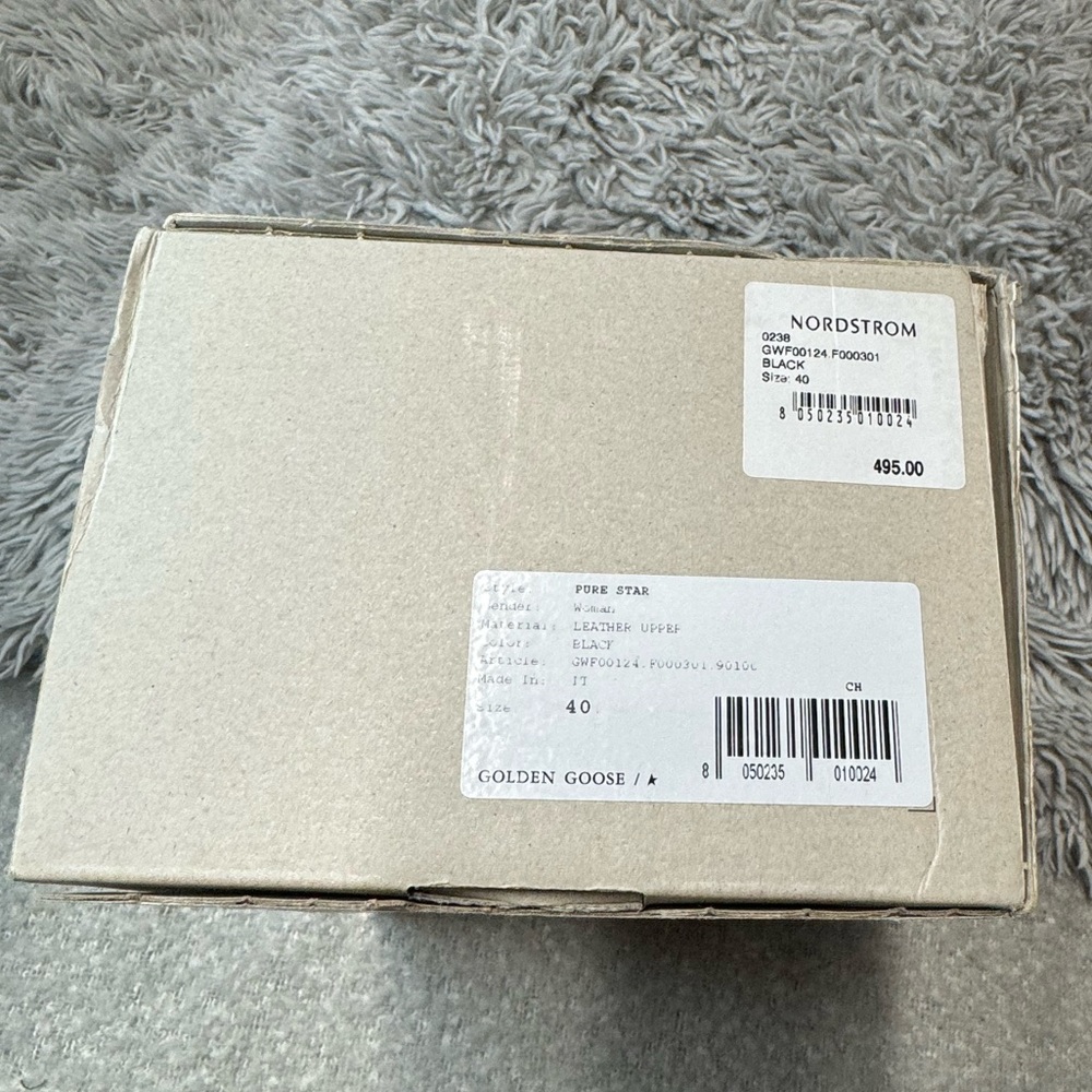 Golden Goose PURE-STAR Low Top Sneakers Black Leather in box with duster bag - Picture 10 of 16